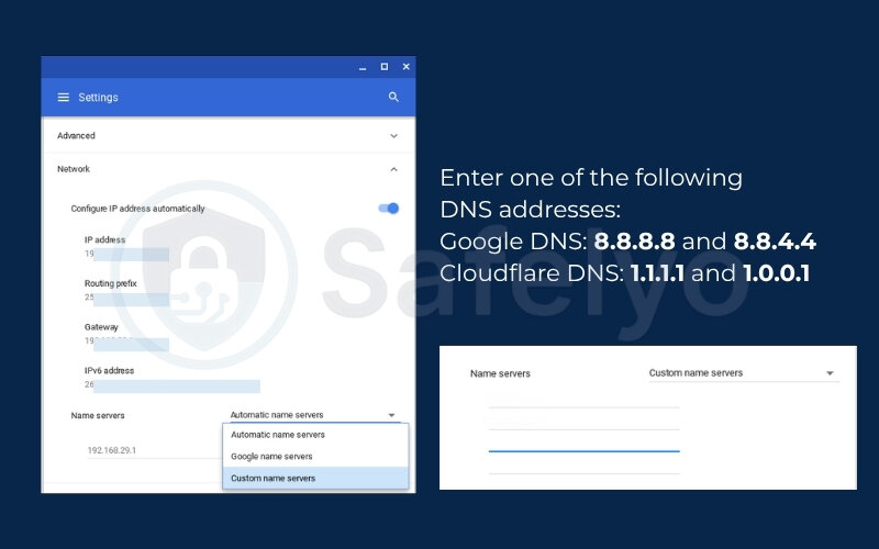 Steps to change DNS on a Chromebook