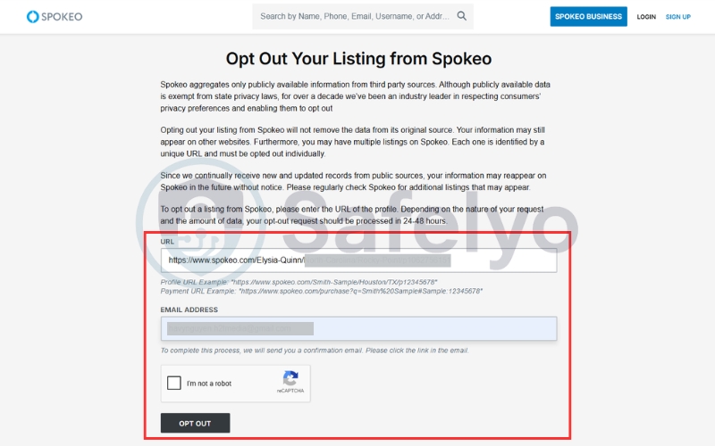 Submit your URL and email address