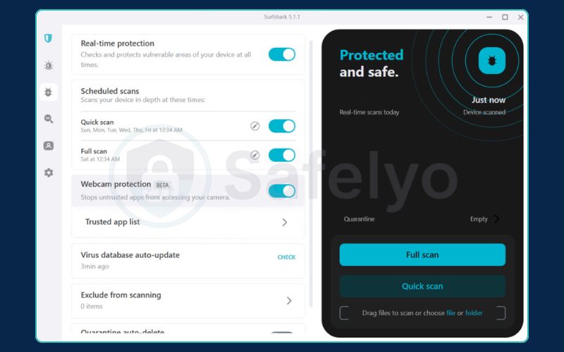 Surfshark Antivirus interface on Windows