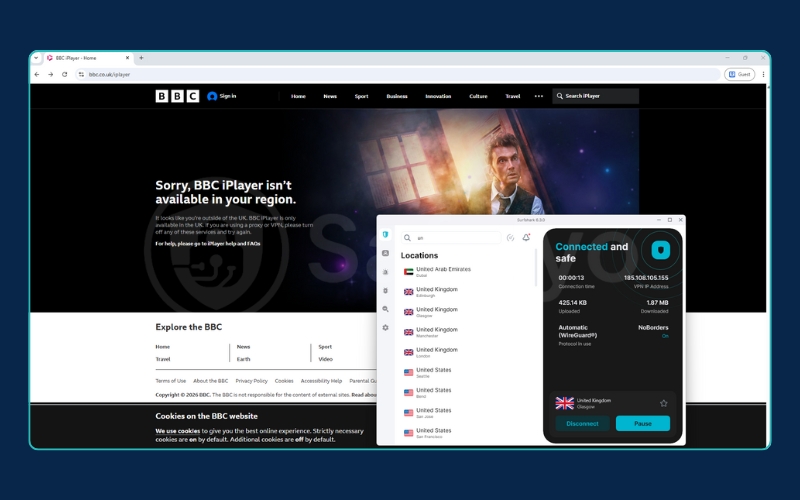 Surfshark VPN not working with BBC iPlayer