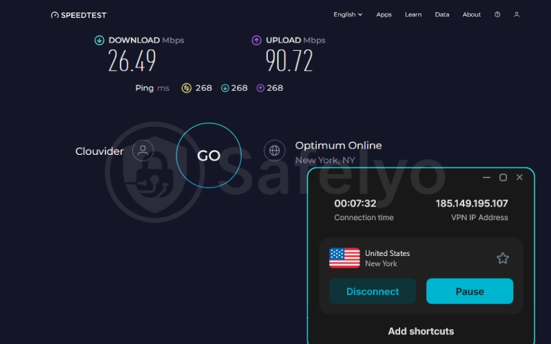Surfshark speed test for the US server