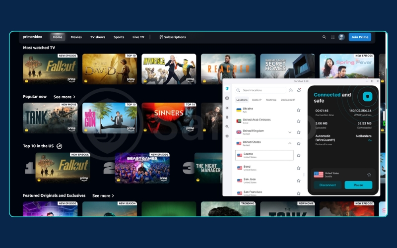 Surfshark VPN successfully unblocks Prime Video