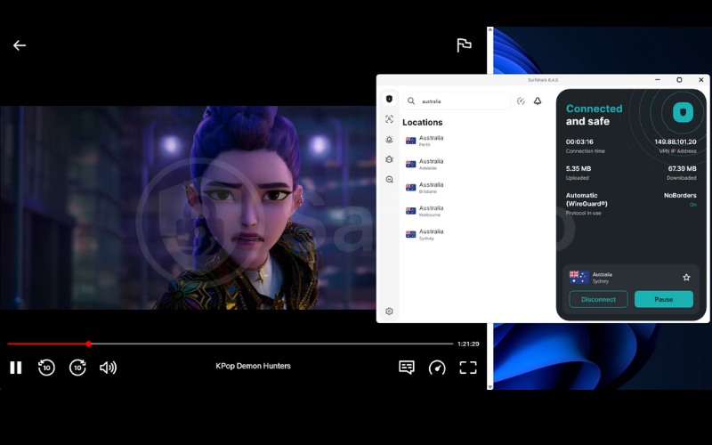 Surfshark unblocks Netflix Australia without buffering