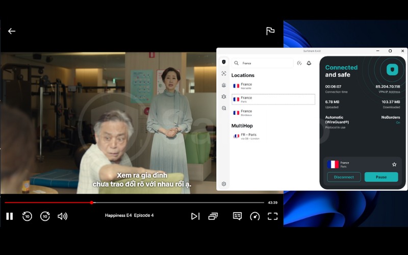Surfshark unblocks Netflix France with stable connections