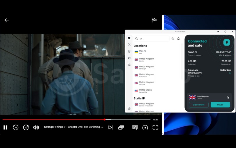 Surfshark unblocks Netflix UK with reliable server access