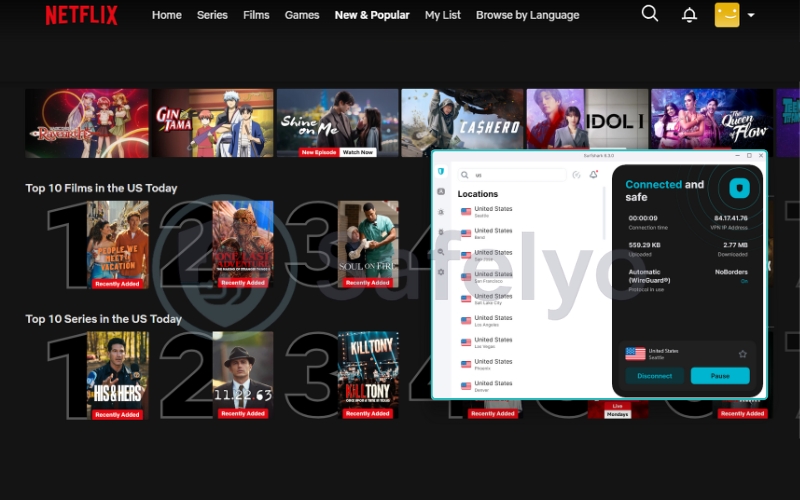 Surfshark unblocks the US Netflix libraries