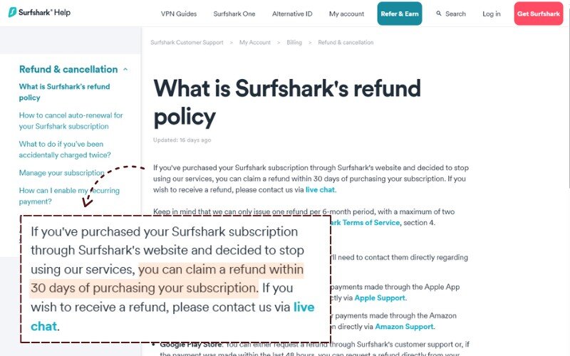 Surfshark VPN Review: Money-back guarantee and refund policy