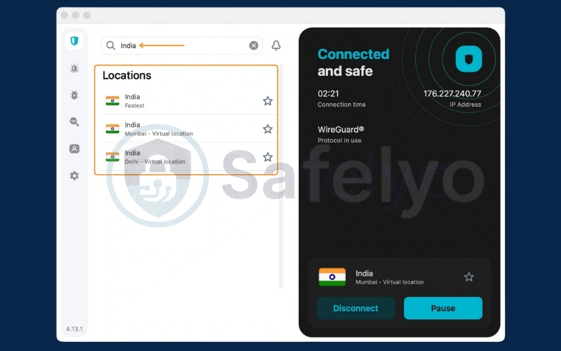 Swap India virtual locations in Surshark Swap India virtual locations in Surshark