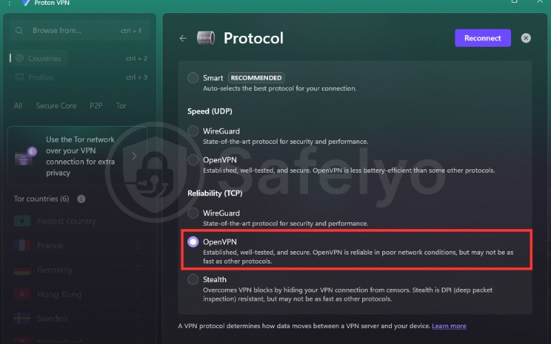 Switch connection profiles