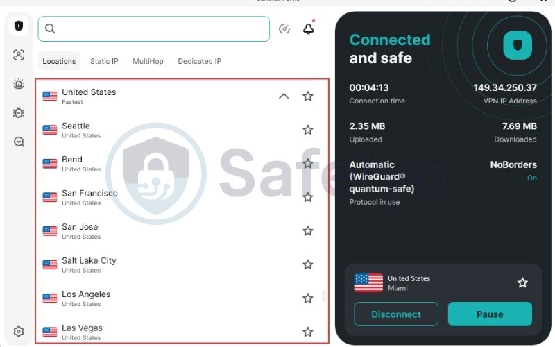 Switch to a different server in the same region