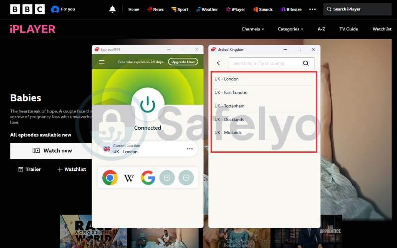 Switch to a different UK server city when BBC iPlayer is not working