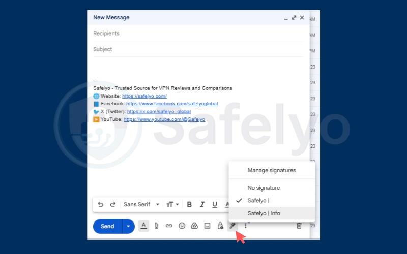 Switching between signatures when composing
