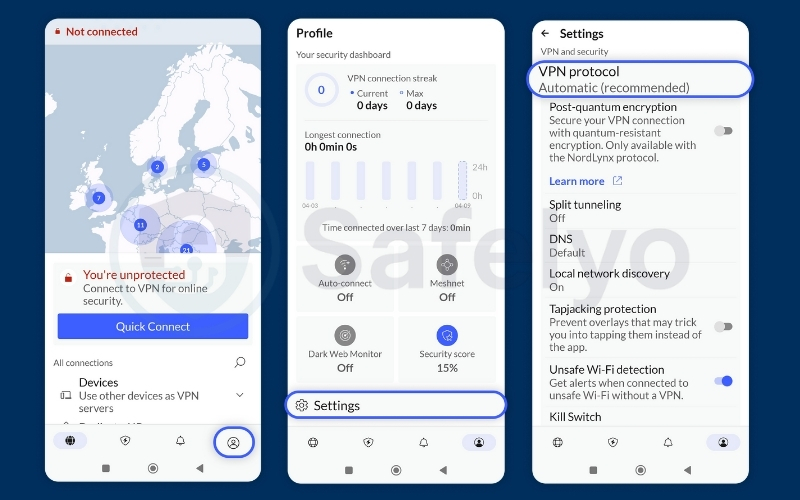 Switching protocols on NordVPN