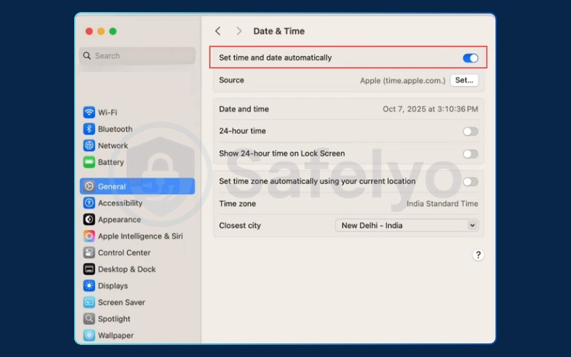 Sync your system time - macOS