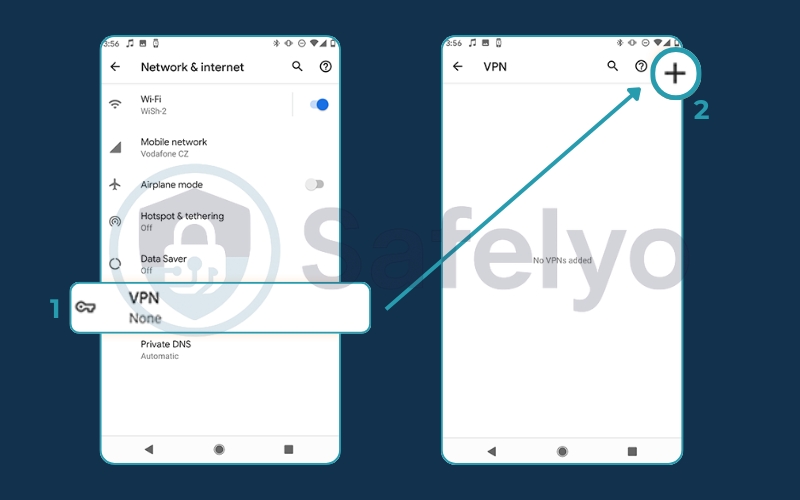 Tap the Add icon in the VPN section