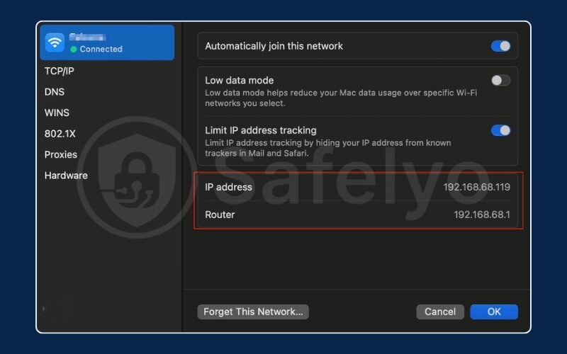 The router's IP address on macOS The router's IP address on macOS
