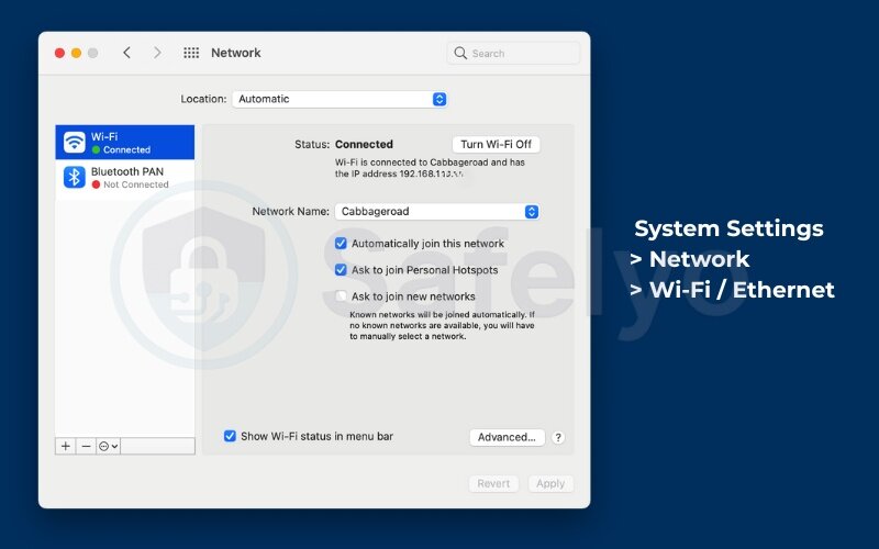 Using system settings to find your IP address