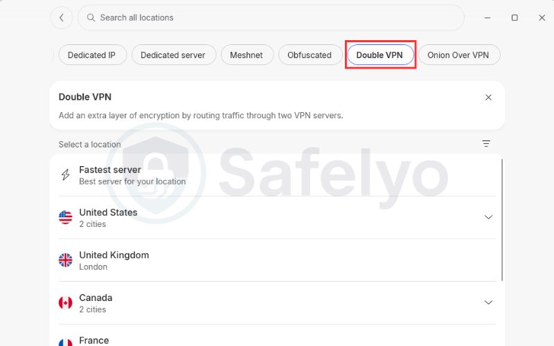 Turn off Multihop or Double VPN