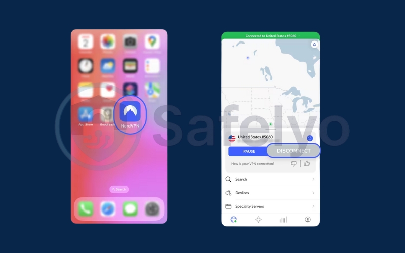 Tap the Disconnect button