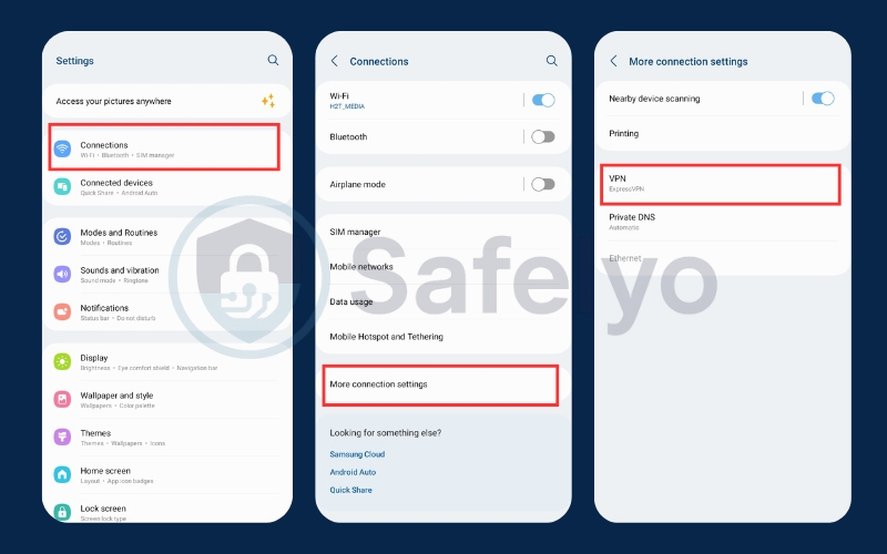 Turn off VPN using Android settings