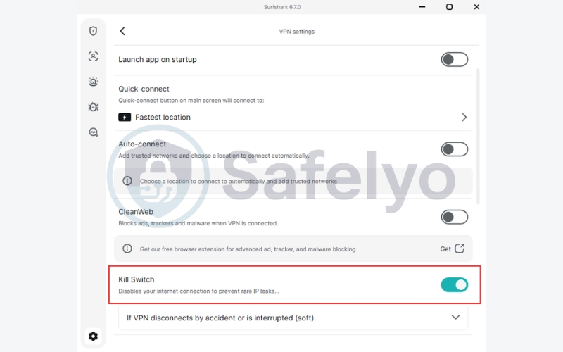 Turn on Kill Switch feature