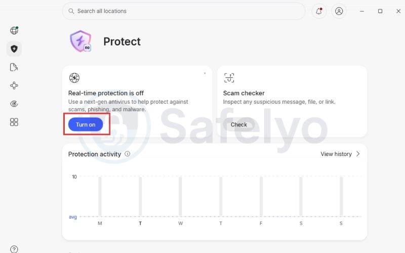 Turn on Protect feature on NordVPN