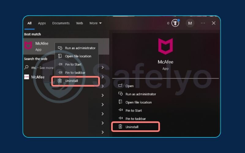 Uninstalling McAfee on Windows