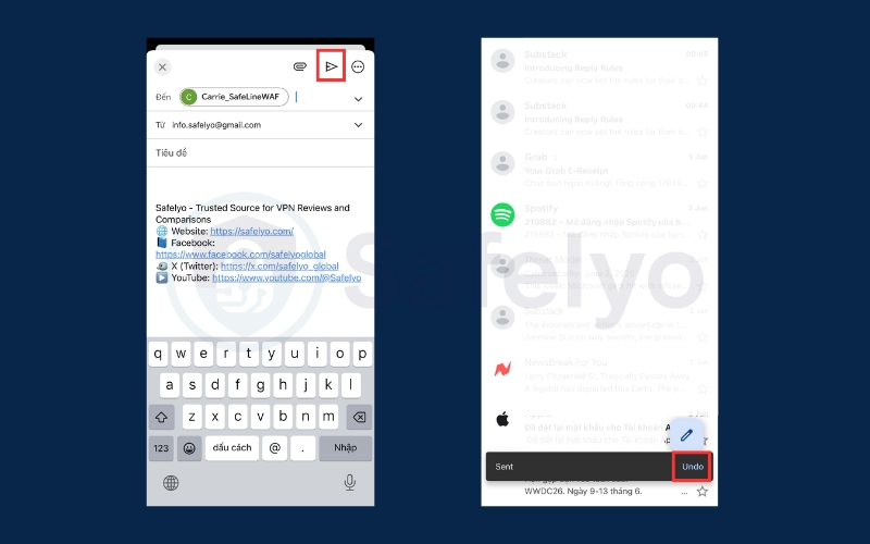 Unsend an email on mobile
