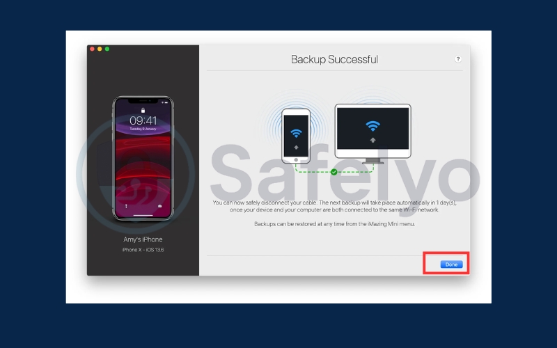 Click Done to return to the iMazing interface