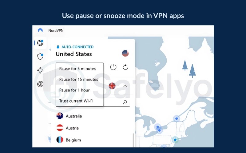 Use pause or snooze mode in VPN apps Use pause or snooze mode in VPN apps