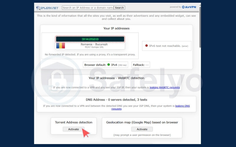 Use torrent IP test magnet links