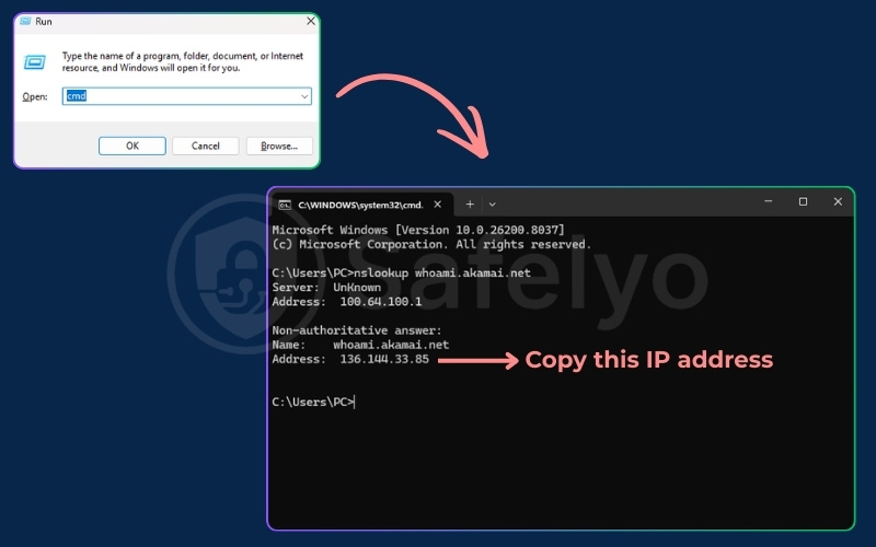 Using Command Prompt for DNS leak test