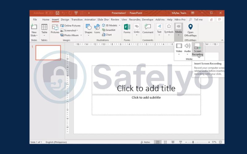Using powerpoint to record screen 1