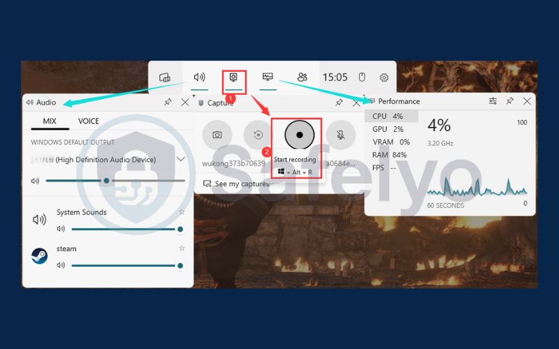 Using Xbox Game Bar to record screen 2