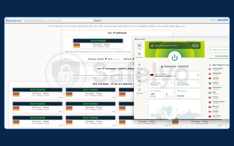Verify for IP, DNS, and WebRTC leaks