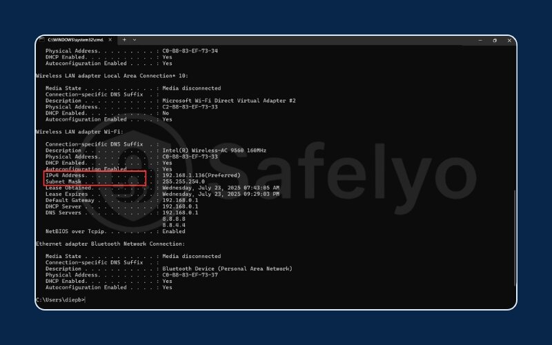 Verifying your new static IP address Verifying your new static IP address