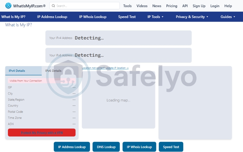 Visit a verification site to verify your new IP