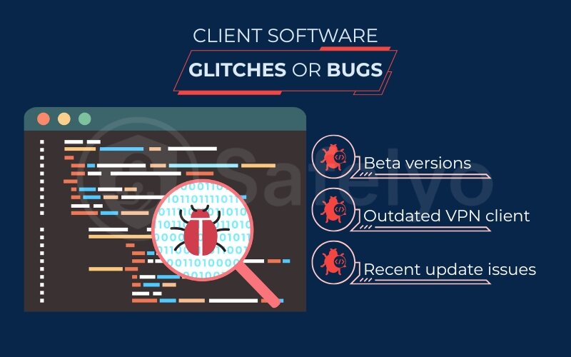 VPN client software glitches or bugs can make the VPN keep disconnecting
