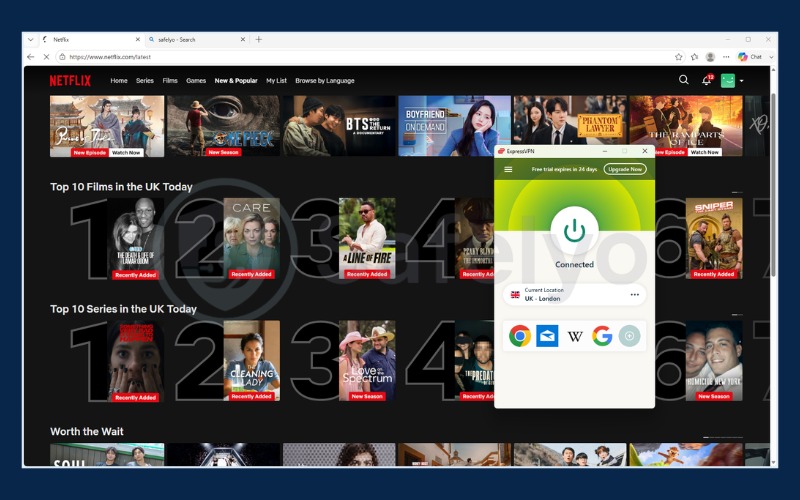ExpressVPN successfully streaming content on Netflix UK