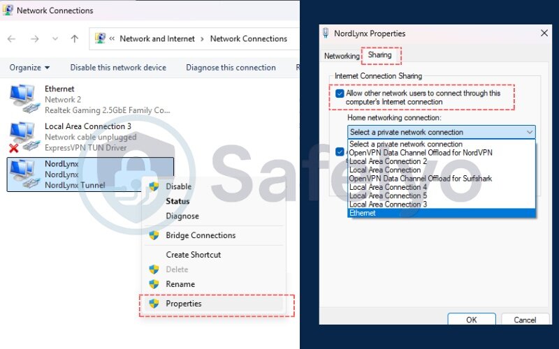 VPN sharing from Windows
