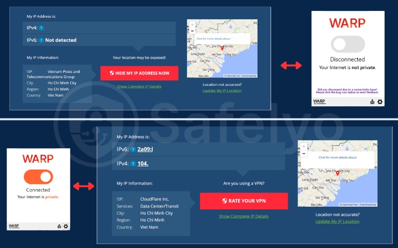 WARP does not change your geographic location