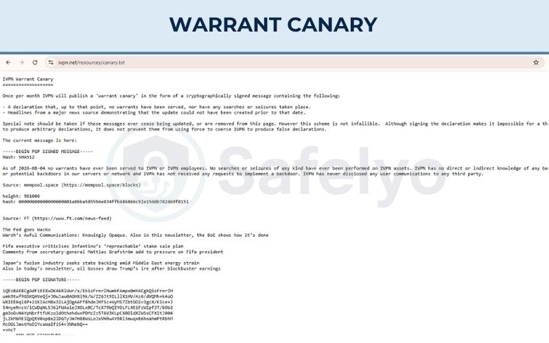 Warrant canary - Example