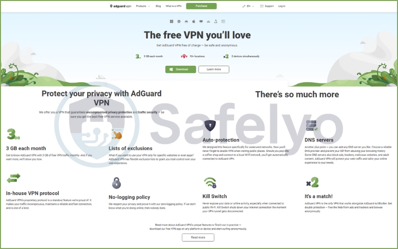 What AdGuard VPN offers in the free version