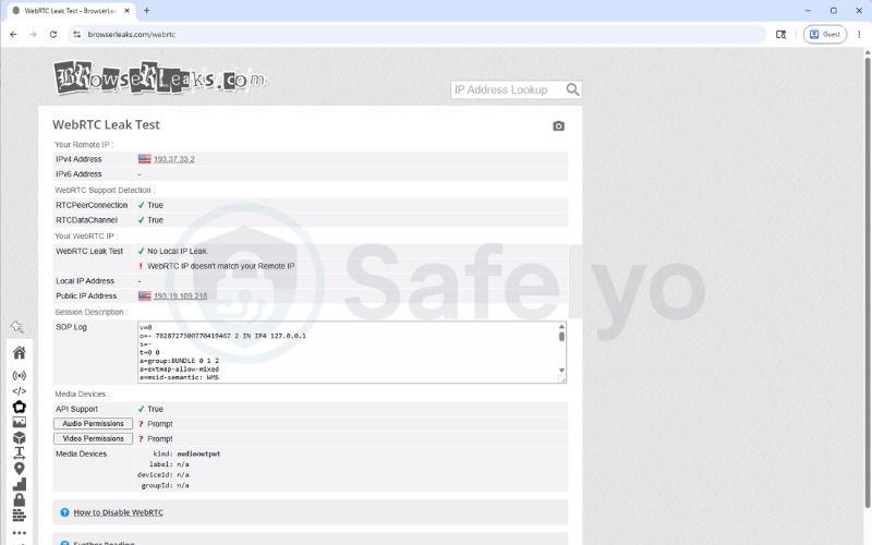 WebRTC leaks test