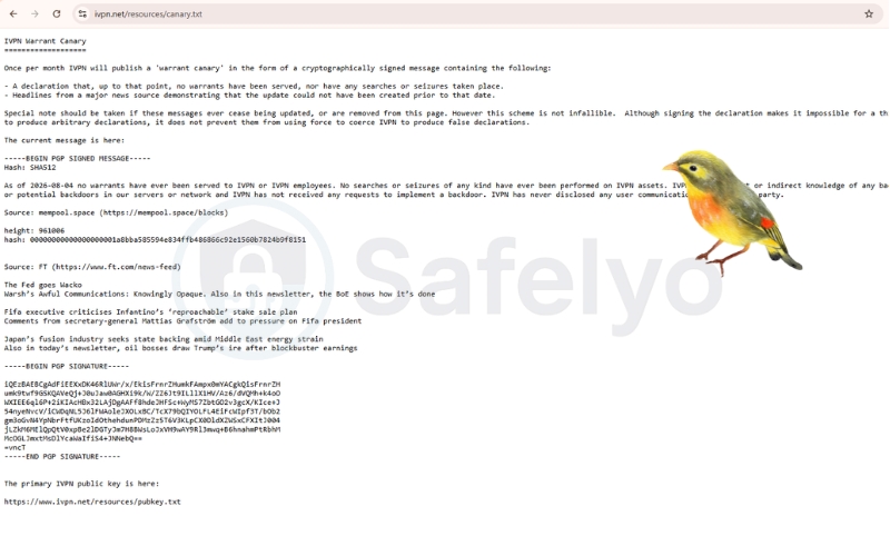 What is a VPN warrant canary