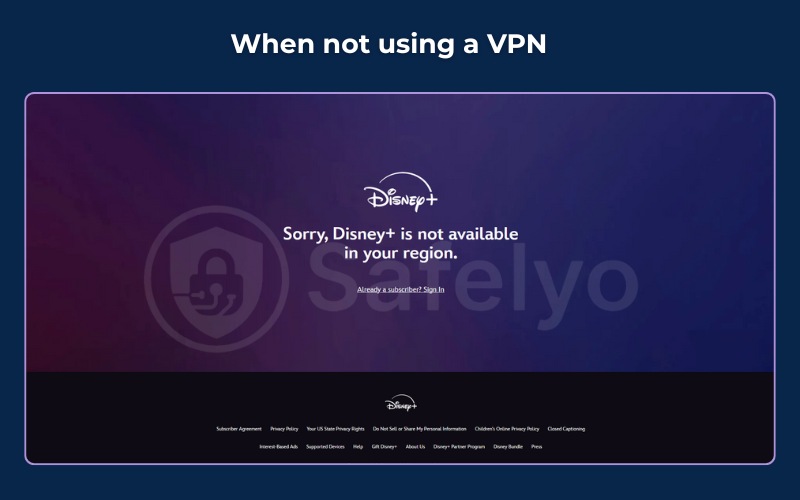 Restricted region message for Disney+ access